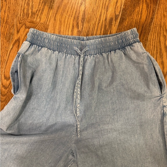 Easel Light Blue Wide-Leg Pants drawstring denim - Picture 3 of 4